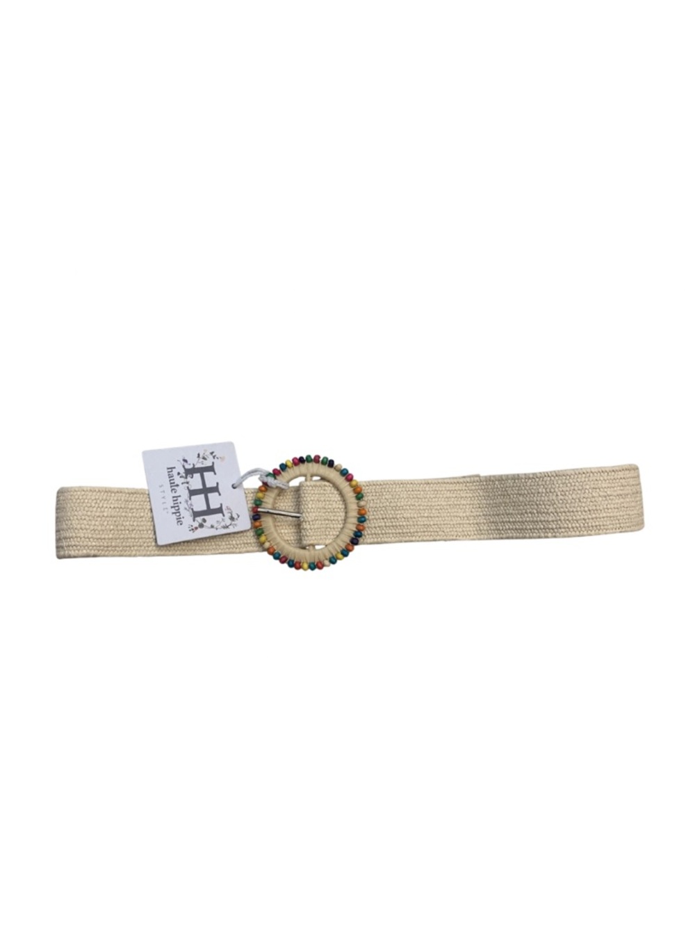 2/$30 Haute Hippie Belt Beige Tan Colorful L/XL Adjustable Resortwear Boho Vacay